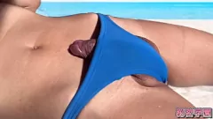 play Sticky Situation: Schoolgirl's Beach Day Turns into Solo Anal Play with Toy